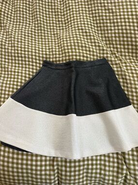 Anthropologie Black and White Colorblock Skater Skirt